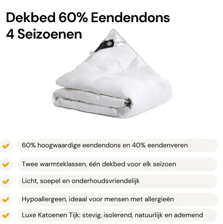 Dekbed - 60% Eendendons - 4 Seizoenen