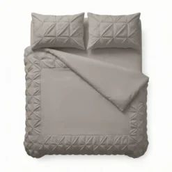 Dekbedovertrek Border Pintuck - Taupe/Grijs