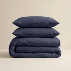 Dekbedovertrek Katoen Flanel - Uni - Navy