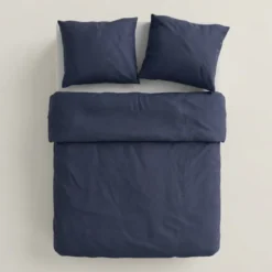 Dekbedovertrek Katoen Flanel - Uni - Navy
