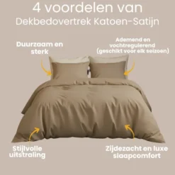 Dekbedovertrek Katoen-Satijn Uni - Taupe