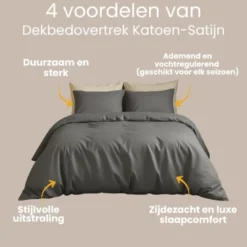 Dekbedovertrek Katoen-Satijn Uni - Grijs