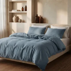 Dekbedovertrek Katoen Stone Washed - Blauw