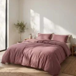 Dekbedovertrek Percale Katoen Uni - Oud Roze