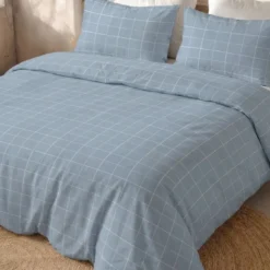 Dekbedovertrek Percale-Katoen - Squared Blauw