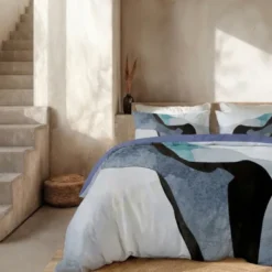 Dekbedovertrek Percale-Katoen - Abstract Marble - Blauw