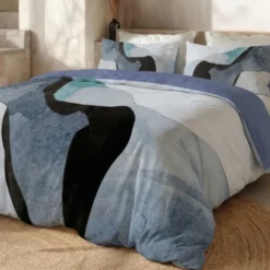 Dekbedovertrek Percale-Katoen - Abstract Marble - Blauw