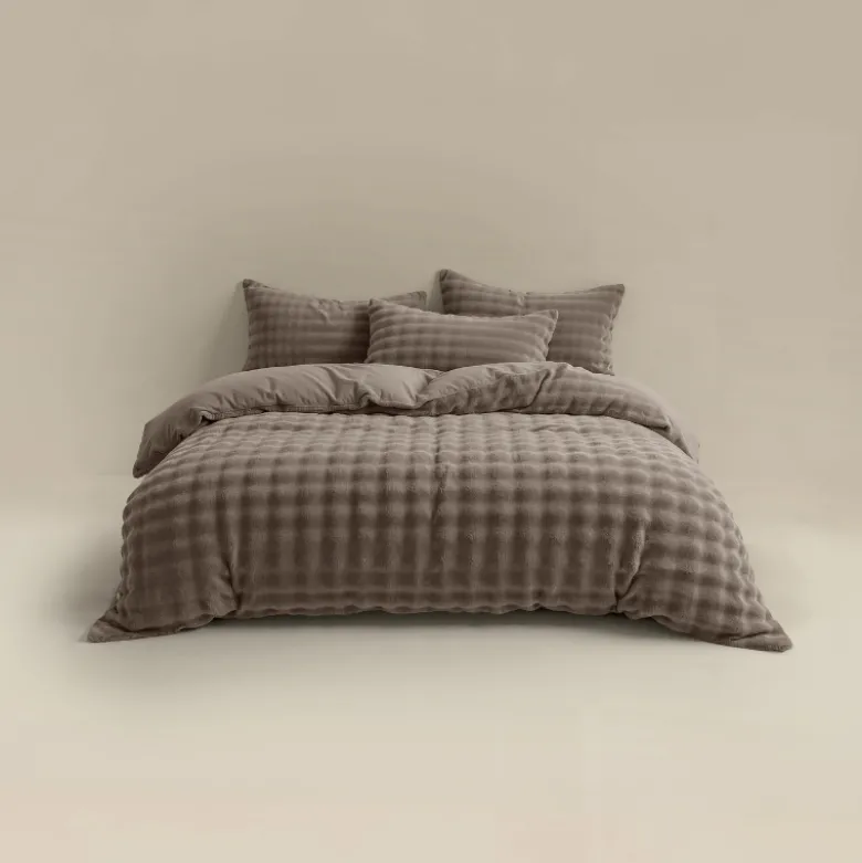 Dekbedovertrek Teddy Pom Pom - Taupe