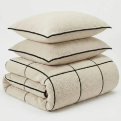 Dekbedovertrek Teddy Trim - Beige / Zwart