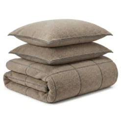 Dekbedovertrek Teddy Trim - Taupe / Antraciet