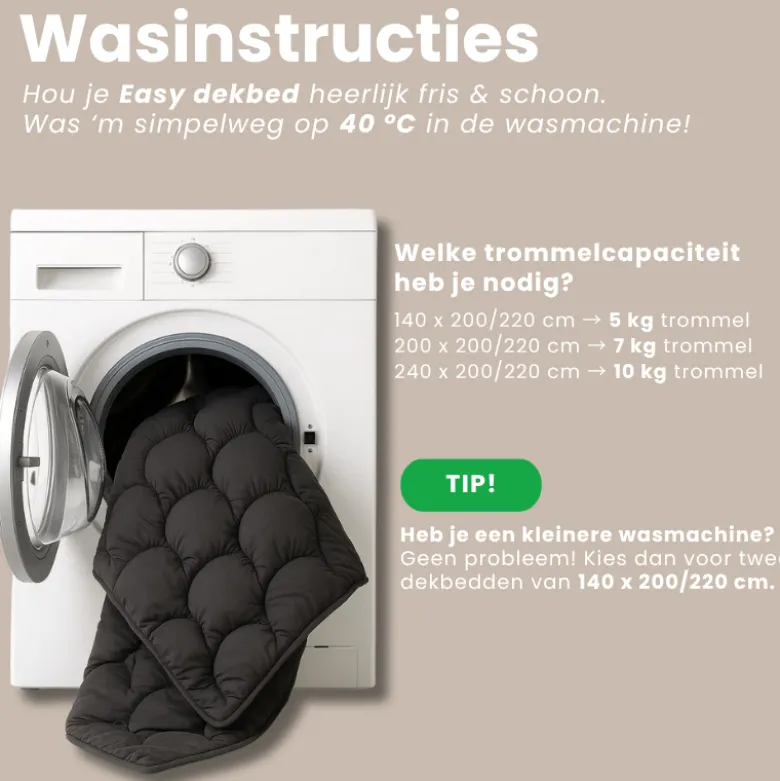 Easy Dekbed Zonder Overtrek - Antraciet
