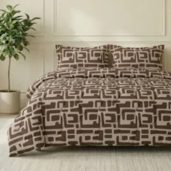 Easy Dekbed Zonder Overtrek - Abstract - Bruin
