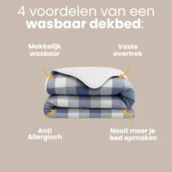 Easy Dekbed Zonder Overtrek - Blue Check