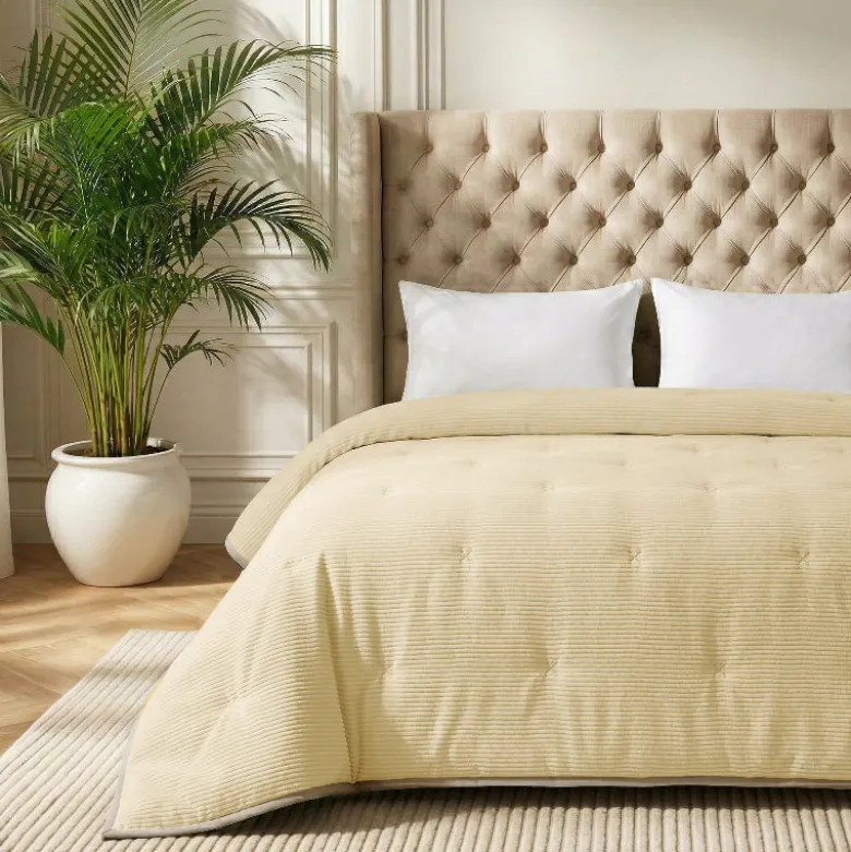 Easy Dekbed Zonder Overtrek Corduroy - Champagne/Taupe