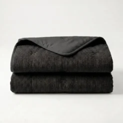 Easy Dekbed Zonder Overtrek Corduroy - Antraciet/Zwart