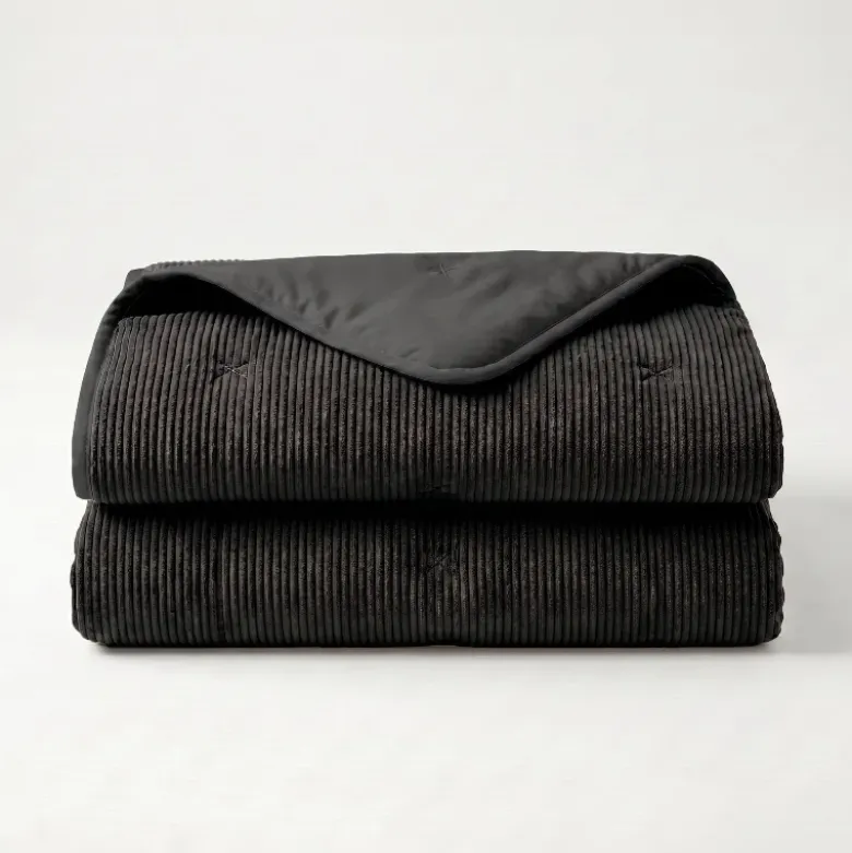 Easy Dekbed Zonder Overtrek Corduroy - Antraciet/Zwart