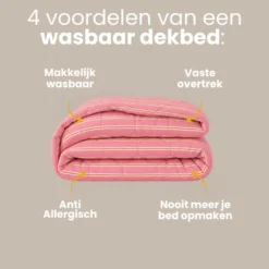 Easy Dekbed Zonder Overtrek - Double Stripe - Roze