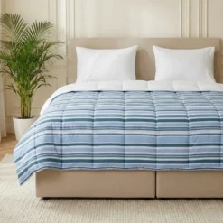 Easy Dekbed Zonder Overtrek - Horizontal Lines - Navy