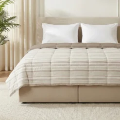 Easy Dekbed Zonder Overtrek - Horizontal Lines - Beige