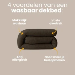 Easy Dekbed Zonder Overtrek - Mousseline - Bruin