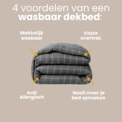 Easy Dekbed Zonder Overtrek - Squares - Grijs