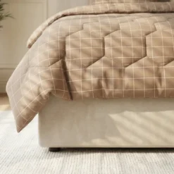 Easy Dekbed Zonder Overtrek - Squares - Taupe
