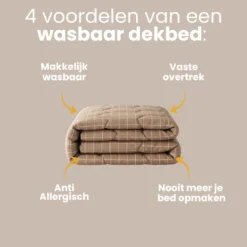 Easy Dekbed Zonder Overtrek - Squares - Taupe