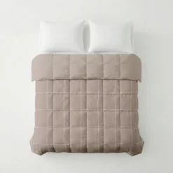 Easy Dekbed Zonder Overtrek - Scribble Squares - Taupe