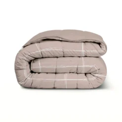 Easy Dekbed Zonder Overtrek - Scribble Squares - Taupe