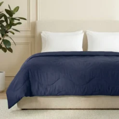 Easy Dekbed Zonder Overtrek Wave Uni - Navy