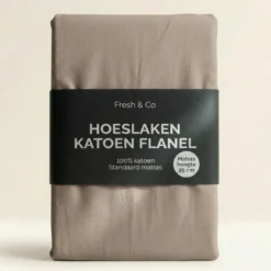Hoeslaken Katoen Flanel - Taupe