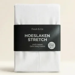 Hoeslaken - Katoen Jersey Stretch - Extra Hoog - Wit