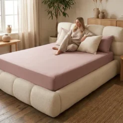 Hoeslaken Katoen - Jersey Stretch - Oud Roze