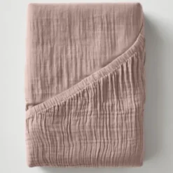Hoeslaken Katoen Mousseline - Roze