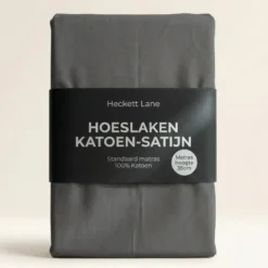 Hoeslaken Katoen-Satijn - Antraciet