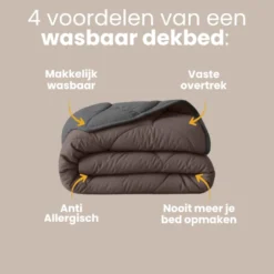 Lazy Dekbed Zonder Overtrek - Double Face - Bruin/Antraciet