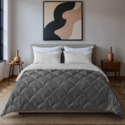 Lazy Dekbed Zonder Overtrek - Double Face - Antraciet/Off White