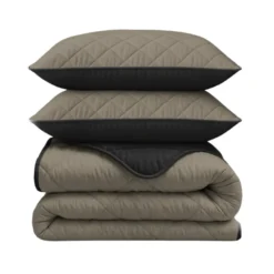 Lazy Dekbed Zonder Overtrek - Double Face - Taupe/Zwart