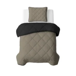 Lazy Dekbed Zonder Overtrek - Double Face - Taupe/Zwart