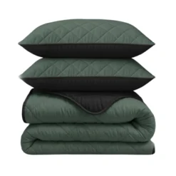 Lazy Dekbed Zonder Overtrek - Double Face - Groen/Zwart