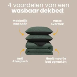 Lazy Dekbed Zonder Overtrek - Double Face - Groen/Zwart