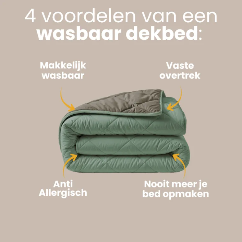 Lazy Dekbed Zonder Overtrek - Groen/Kaki