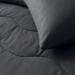 Lazy Dekbed Zonder Overtrek met Instopstrook - Katoen - Antraciet