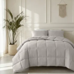 Lazy Dekbed Zonder Overtrek - Percale Katoen - Taupe/Grijs