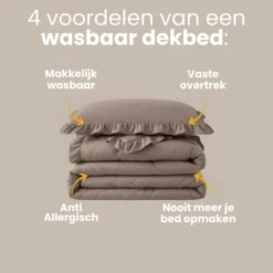 Lazy Dekbed Zonder Overtrek Ruffles - Taupe