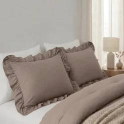 Lazy Dekbed Zonder Overtrek Ruffles - Taupe