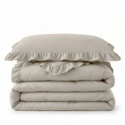 Lazy Dekbed Zonder Overtrek Ruffles - Taupe/Grijs