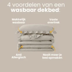 Lazy Dekbed Zonder Overtrek Ruffles - Taupe/Grijs