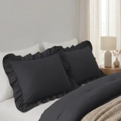 Lazy Dekbed Zonder Overtrek Ruffles - Antraciet