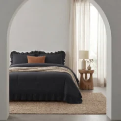 Lazy Dekbed Zonder Overtrek Ruffles - Antraciet